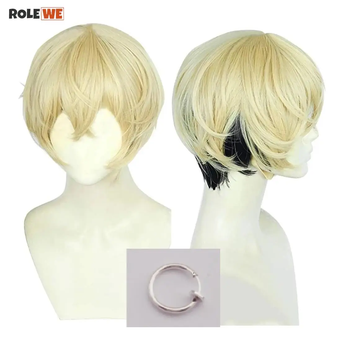 

New Anime Tokyo Revengers Cosplay Wigs Short Blond Black Heat Synthetic Hair Matsuno Chifuyu Cosplay Wigs + Wig Cap