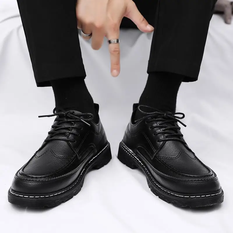 

Leather Shoes Men's Autumn 2023 New Sports Business Casual Shoes British Style Black Boys Men's Soft Bottom Shoes