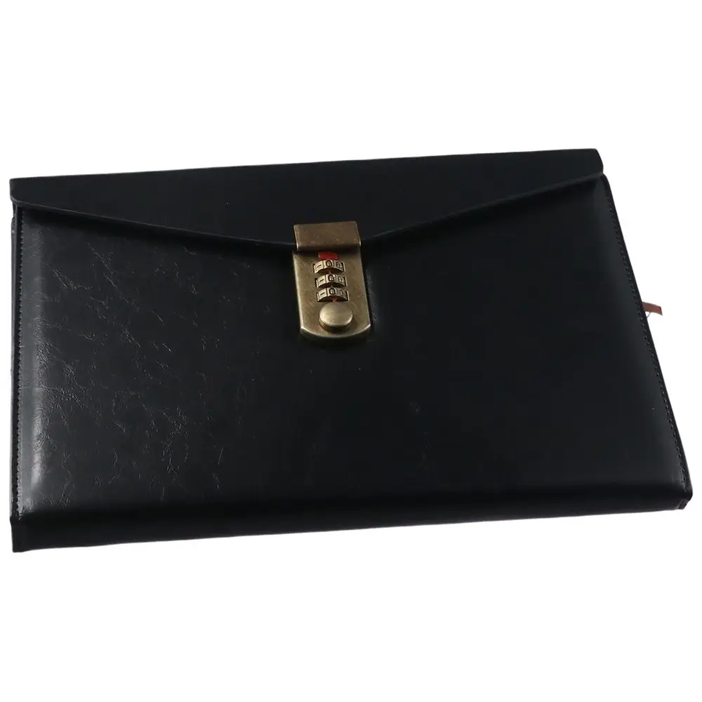 

Hardcover Journal with Lock Ruled Leather Executive Lock Diary Black Notebook Women