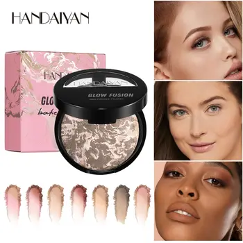 7 Colors Highlighter Powder Makeup Powder Oil Control Fine Glitter High Gloss Bronze Marble Face Powder Contouring Makeup