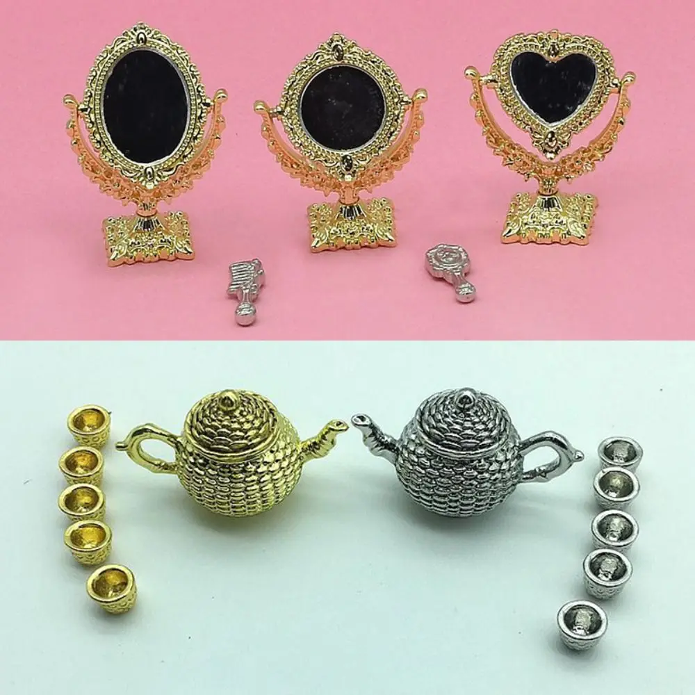 

1/12 миниатюрное зеркало для кукольного домика, высокое качество, цвет золото, зеркальное зеркало из сплава для кукол, зеркало для макияжа, украшение для кукольного домика