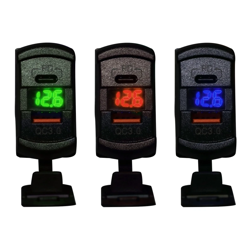 

Car Mounted Charger with LED Display Type C PD & QC3.0 USB Charger Waterproof Anti Dust Fast Charging Truck Car Socket