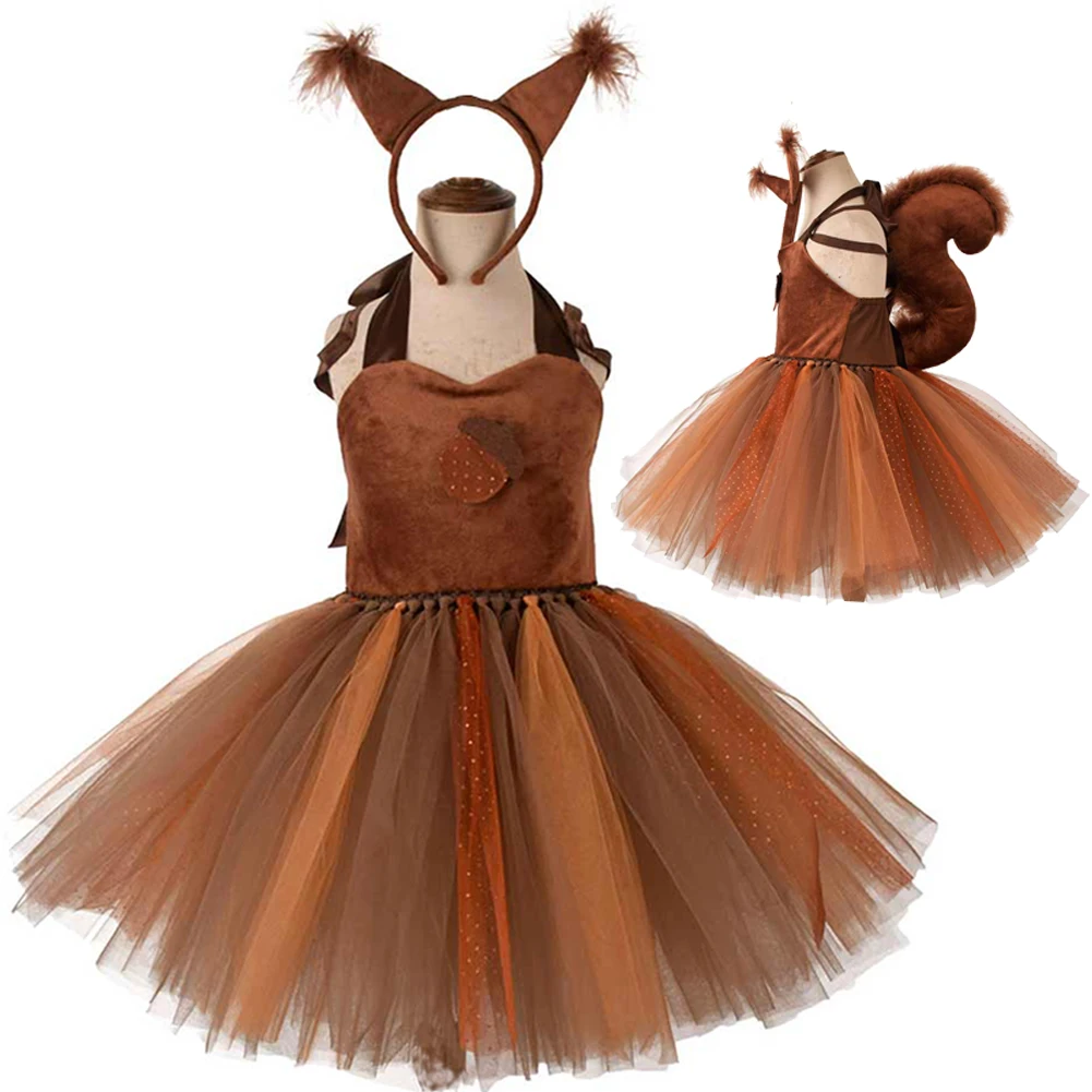 Disguise Cute Lion Cosplay Child Girls Tutu Skirt Dress Cartoon Animal Squirrel Fantasia Costume Roleplay Role Play Fancy Cloth cosplay costume kids girls dress animal tutu skirt outfit
