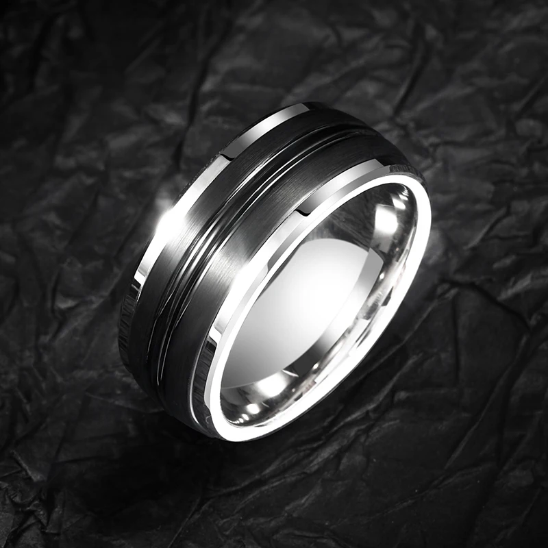 Rings For Men 9mm Original Male Classics Black Lassa Craft Comfort Fillet Party Engagement Gift Jewelry,Engraving