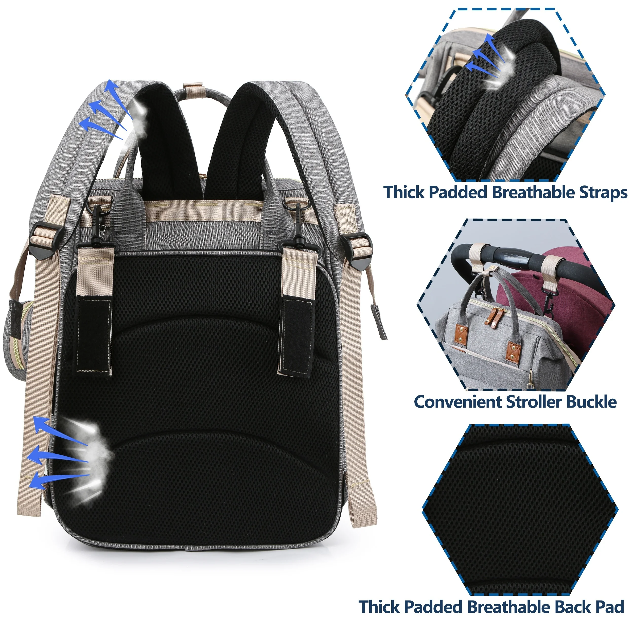Baby Diaper Bag Backpack, Baby Bags for Boys Girls, Diaper Backpack Bag with a Changing Station, Large Travel Back Pack - 6
