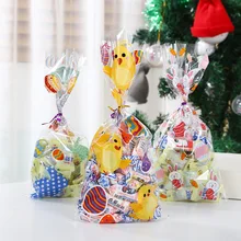Bolsas de plástico para dulces de feliz Pascua, embalaje para hornear, dibujos animados, huevos de Pascua, conejo, aperitivos, dulces, galletas, bolsa de regalo de dibujos animados