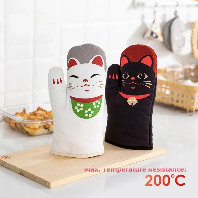 1/2pcs Oven Mitt Cute Cat Kitchen Heat Resistant Gloves
