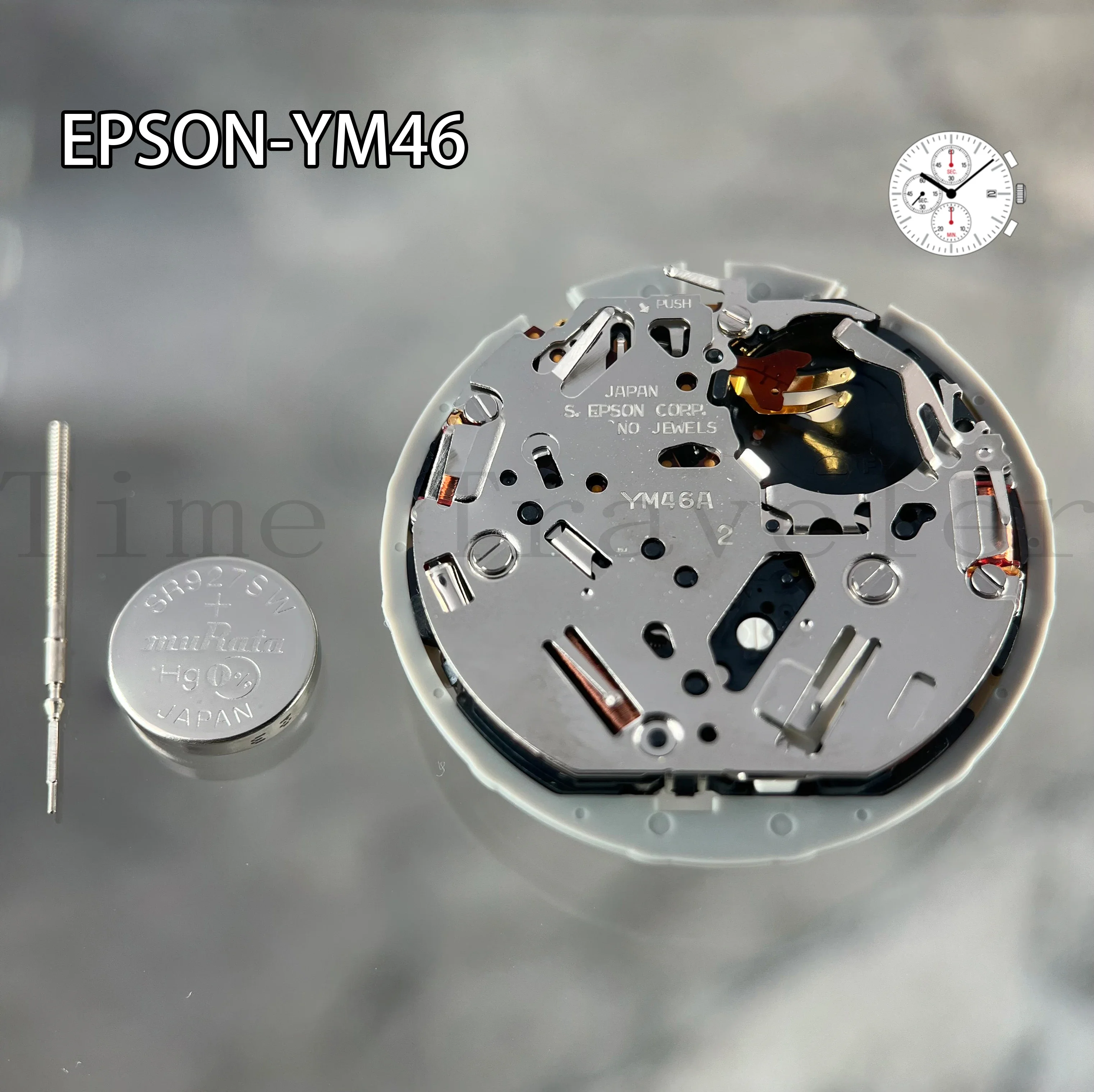 YM46 Movement Epson YM46A-3 Movement YM Series YM46A  Quartz Movement  6.9.12  Small Seconds Size:12 ''' Date at 3:00