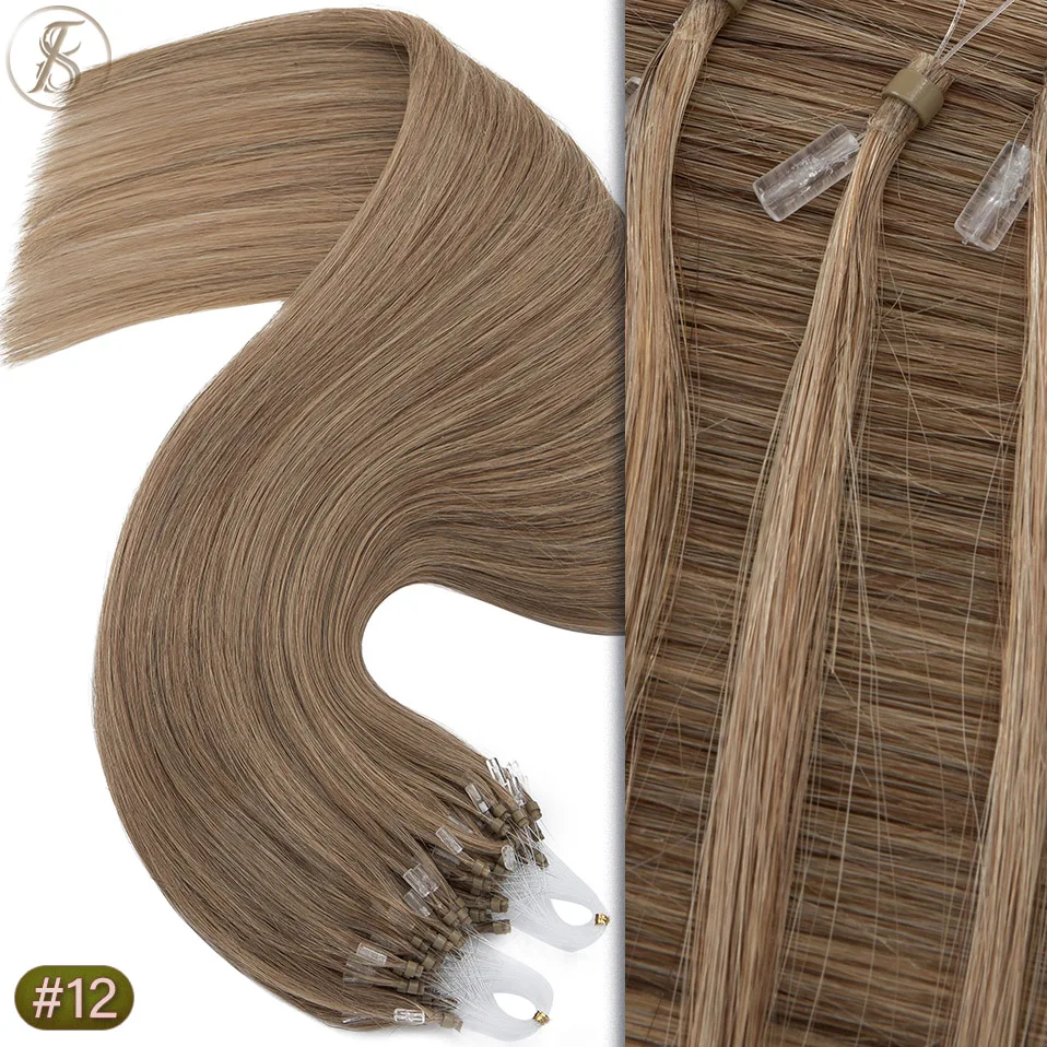 TESS 20-Zoll-Micro-Loop-Haarverlängerungen, dickes Echthaar, Micro Link, 1 g/Strang, Mikroring, 50 Stück, gerade, natürliche Haarverlängerungen – Detail 13