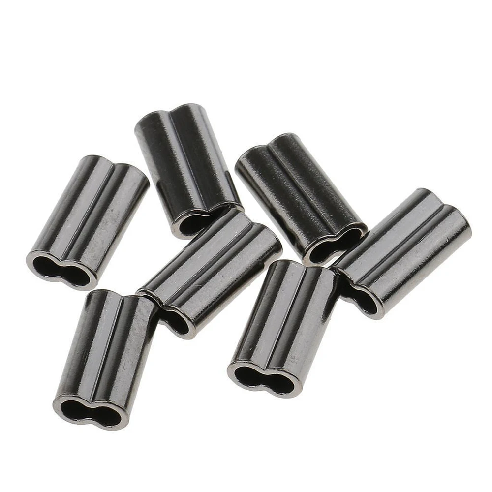 50/100PCS Black Mini Double Barrel Copper Sleeves for Mono Steel