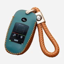 Premium Leather Car Key Case with Smart LCD Display - Elegant Key Cover & Keychain (A)