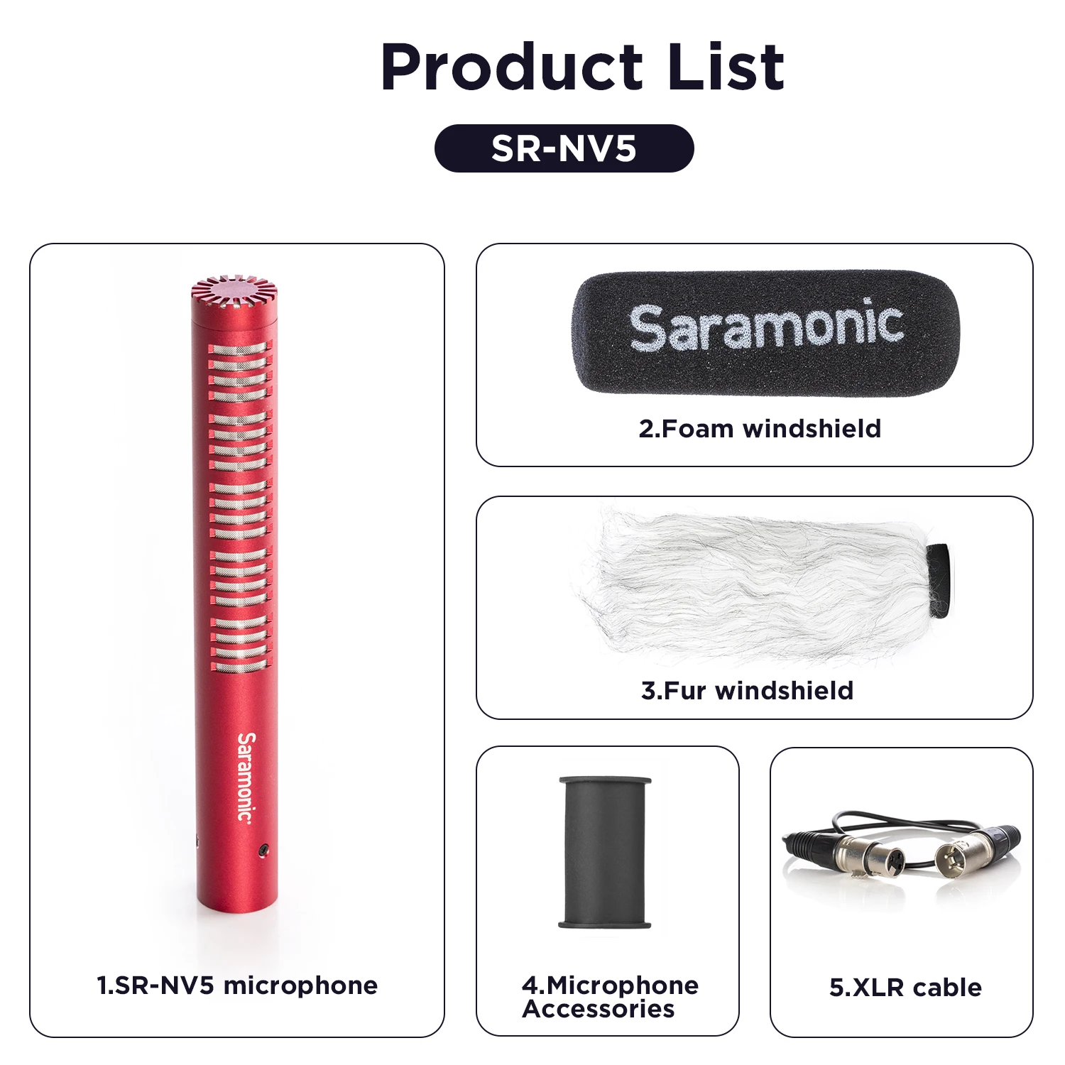 Saramonic SR-NV5 3 핀 XLR 카디오이드 콘덴서 샷건 마이크 캠코더 DSLR 비디오 제작 영화 제작 레코딩 방송