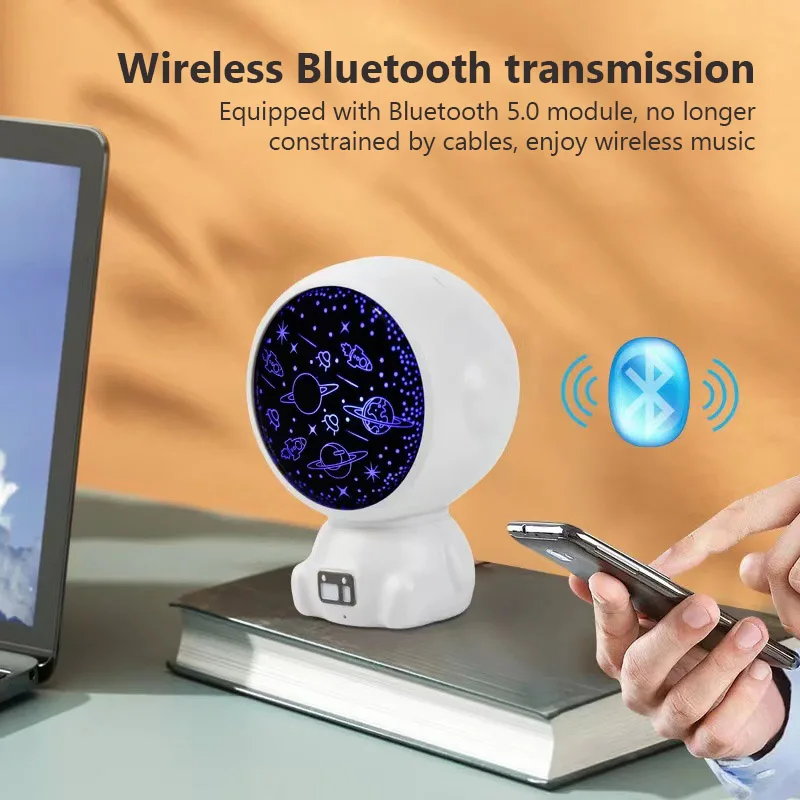 Cartoon Astronaut Bluetooth 5.0 Speaker Subwoofer Outdoor Portable Soundbox Home Desktop Mini Stereo Children Gifts