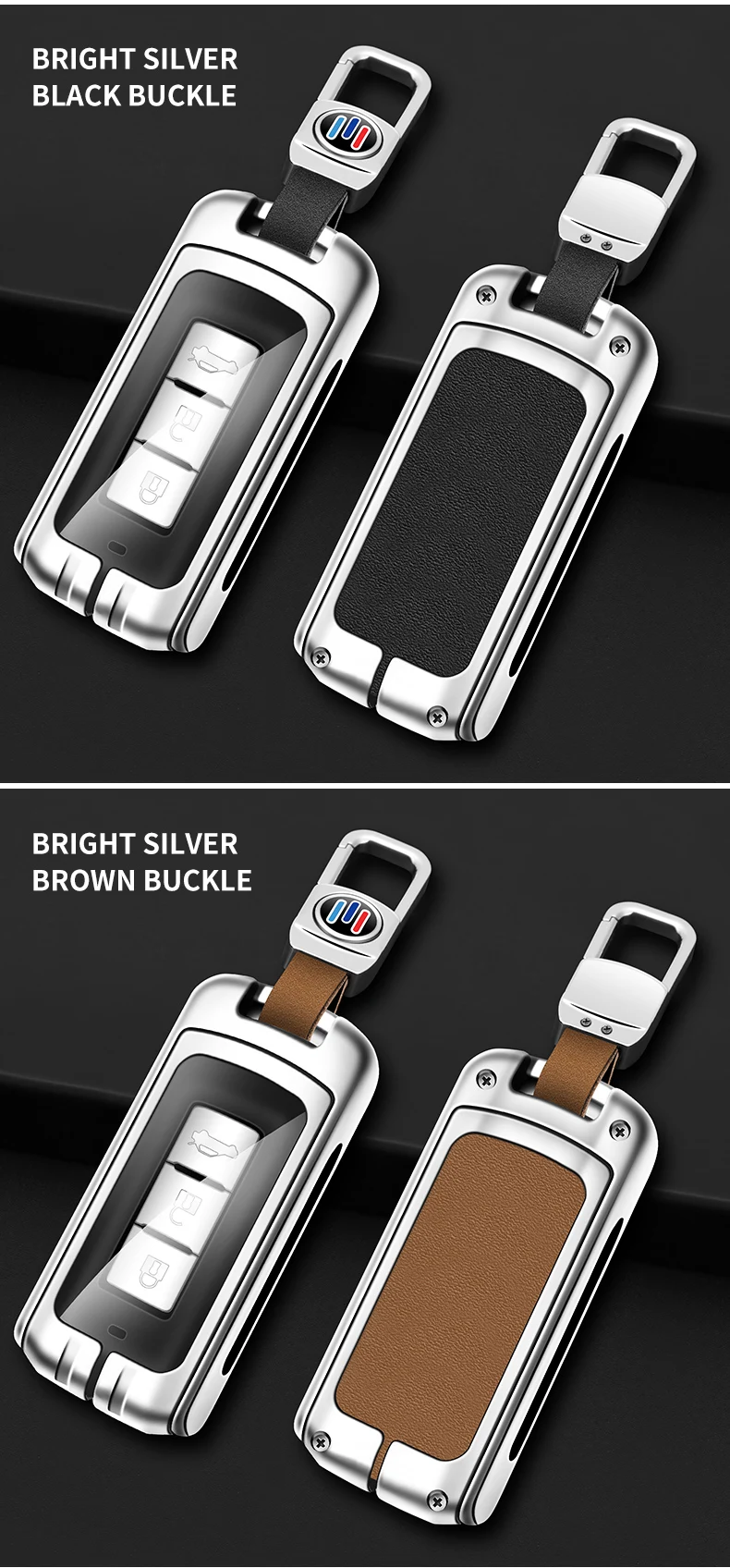 Custodia per chiave auto intelligente in pelle di metallo per Mitsubishi Outlander 3 ASX Colt Lancer 10 EX Grandis Pajero Sport Protector Fob - Sf478b2102a91459db76d2517dc85d473f