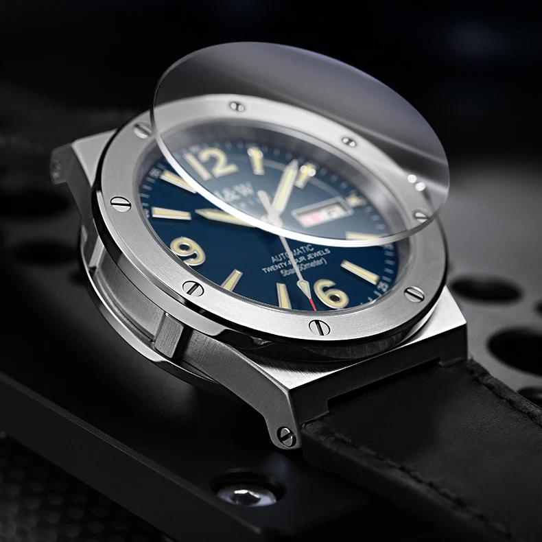 TEINTOP I&W Orologio Automatico Uomo Con Movimento Giapponese - Cassa 42 Mm, Cinturino In Pelle, Impermeabile 50m, Calendario Giorno E Data, Lancette Luminose - 3