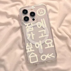 Korean-Inspired Cute Words Transparent Phone Case with Wireless Charging Support for iPhone 12 Pro Max (T8939)