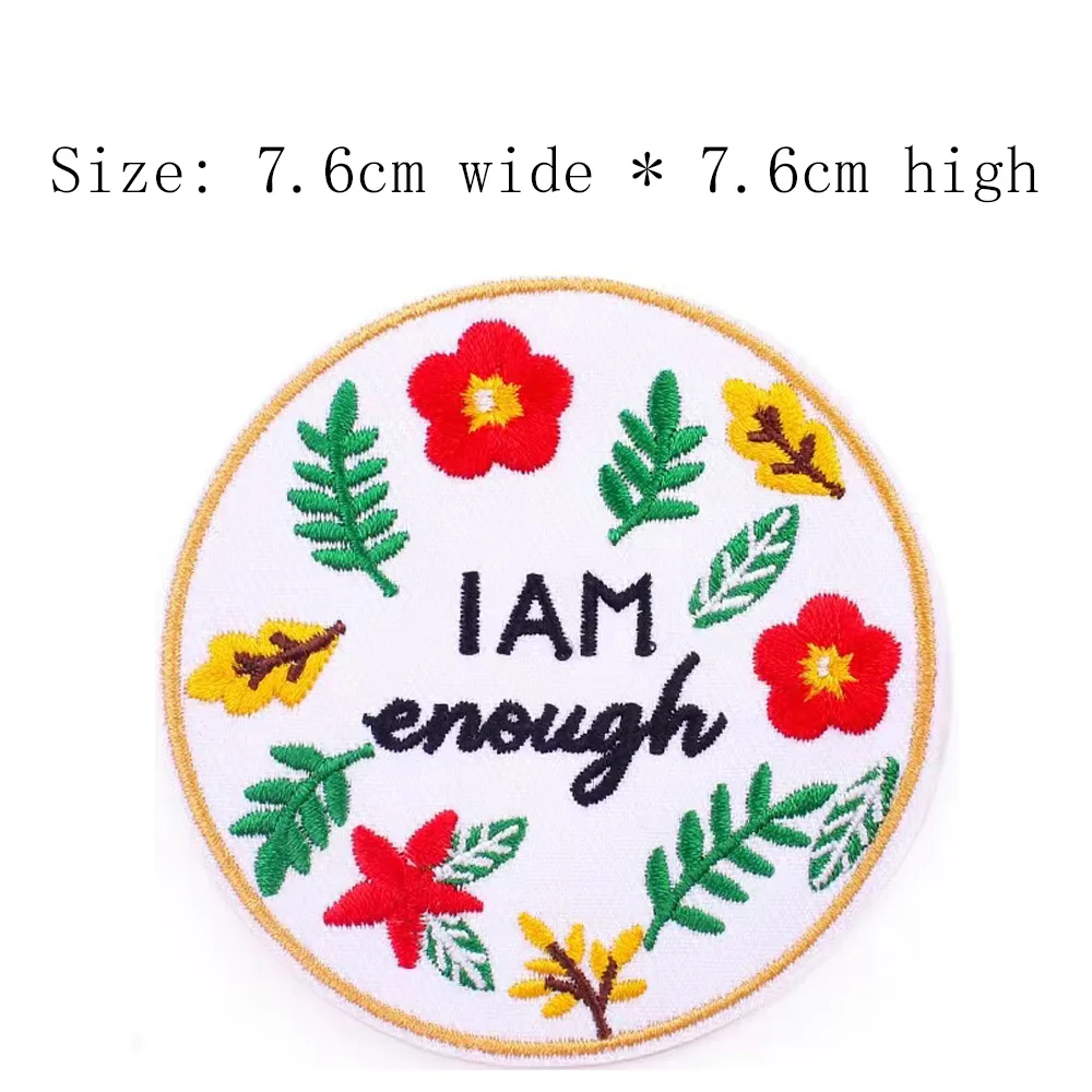 Free Shipping I Am Enough Embroidery Patch 7.6cm High Iron On Sew On