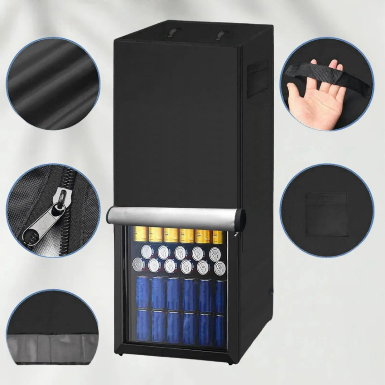 Cubierta De Refrigerador Para Exteriores, Resistente Al Agua, 210D, Protector Vertical Para Nevera, Con Acceso A