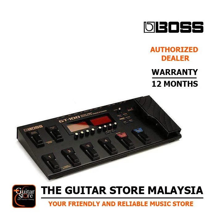 Boss GT-100 Guitar Multi-Effects Pedal Bundle with Roland 10ft 