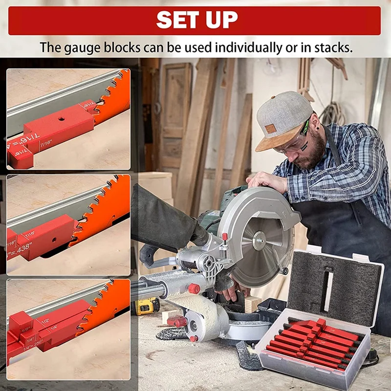 AA51-7Pcs Aluminum Precision Setup Blocks Height Gauge Set For Router Table Saw Accessories And Angle Woodworking Set Up