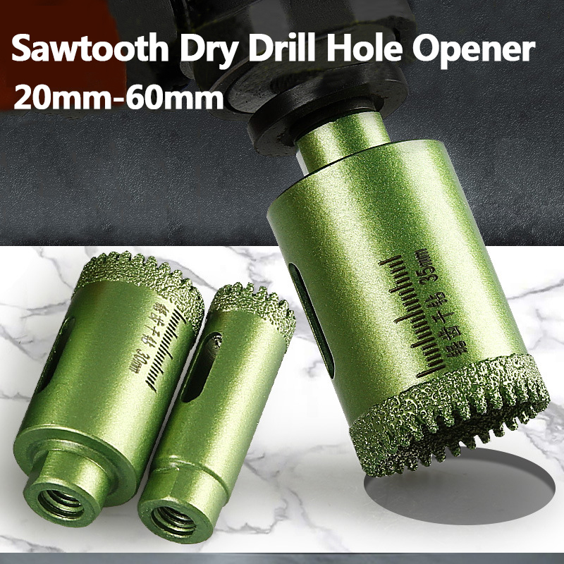 Serrated Dry Drilling Hole Opener Rock Slab/Marble/Quartzite/Granite/Tile Brazed Sawtooth Drill Bit Used for M10 Angle Grinder
