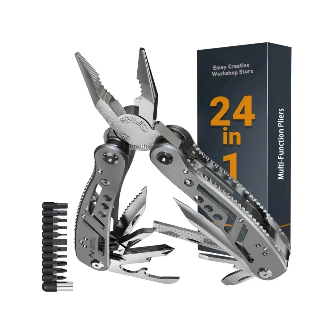 Multiutensile da Campeggio in Acciaio Inox, Coltello Pieghevole Portatile, Attrezzatura di Sopravvivenza per Escursioni