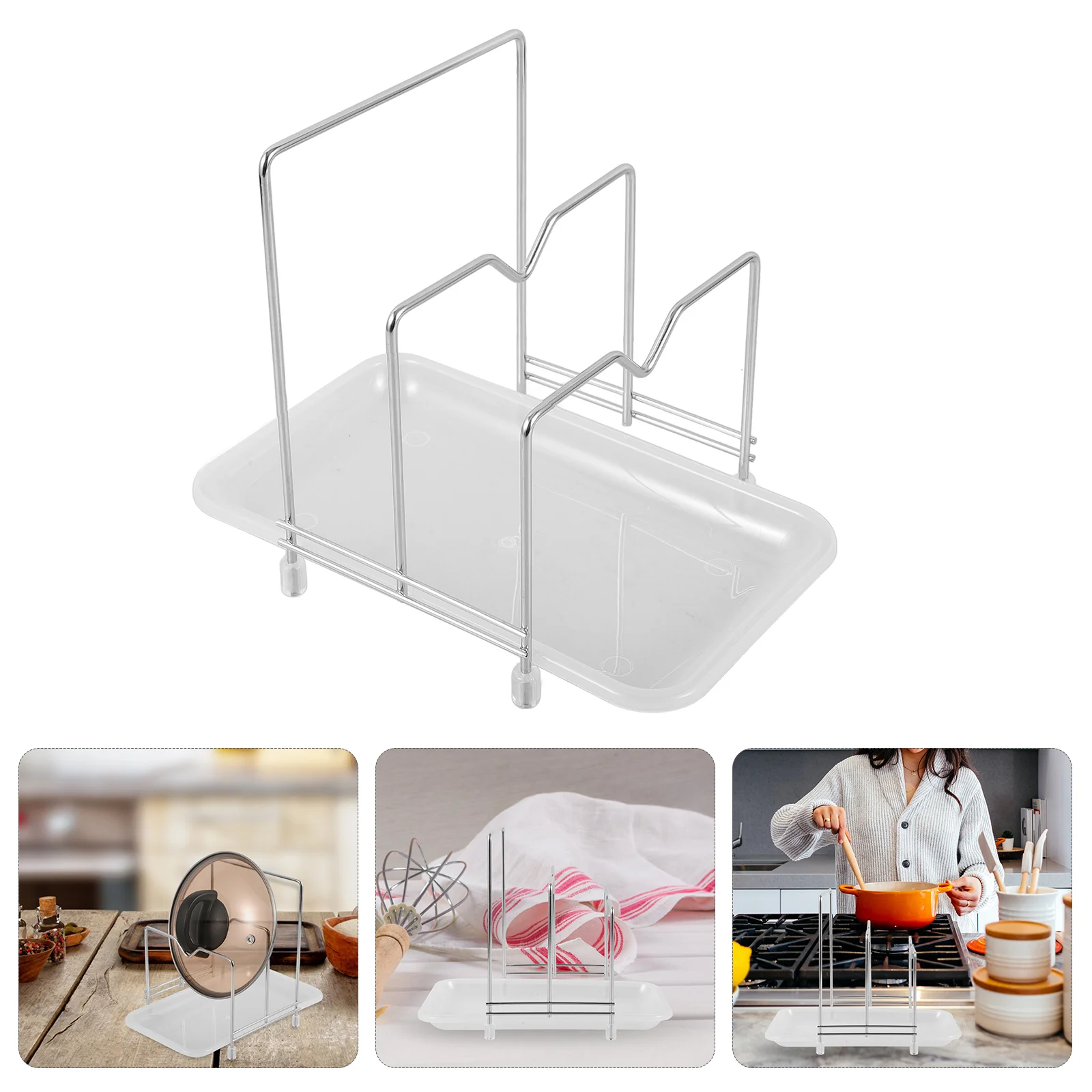 Chopping Board Stand Baking Organizer Storage Stainless Cutting Pot Lid Holder for Cabinet Steel Rack