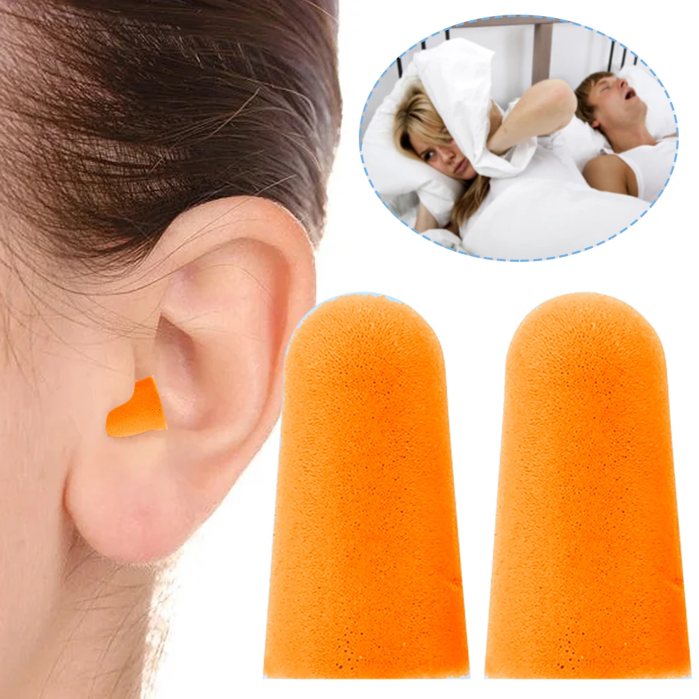 Reusable Soft Orange Earplugs for Sleeping Noise Reduction