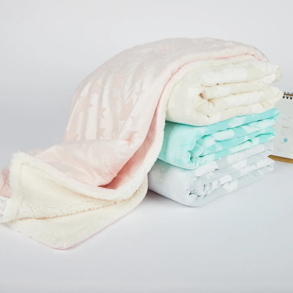 Winter Thick Thermal 3d Minky Dot Kids Blanket Super Soft Sherpa Fluffy Toddler Baby Blanket Quilt Swaddle Office Seat Blanket 2