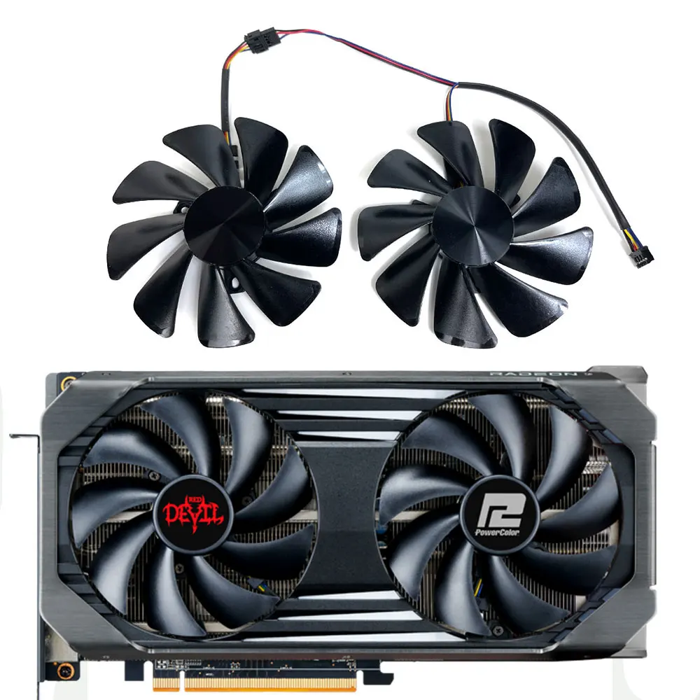 

CF1010U12S 95MM 4PIN RX 6600XT、RX 6650XT GPU FAN，For PowerColor Red Devil AMD Radeon RX 6600XT、RX 6650XT Video card cooling fan