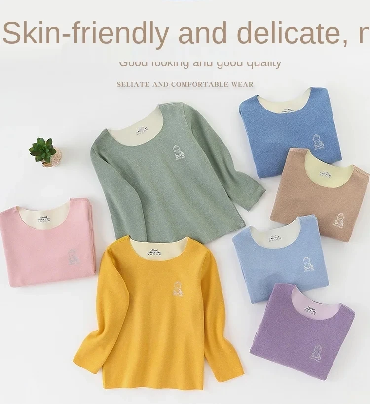 Children Underwear Suits Thermal Long Johns Fleece Cotton Sweater Winter Pajamas