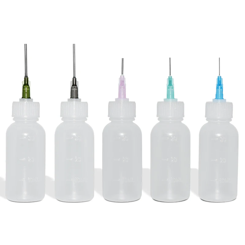 Plastic Squeezable Dropper Bottles with Needle Tips 30ml Fine Tip Glue Applicators Set For Paint Stains Oils Ink Use Crafts