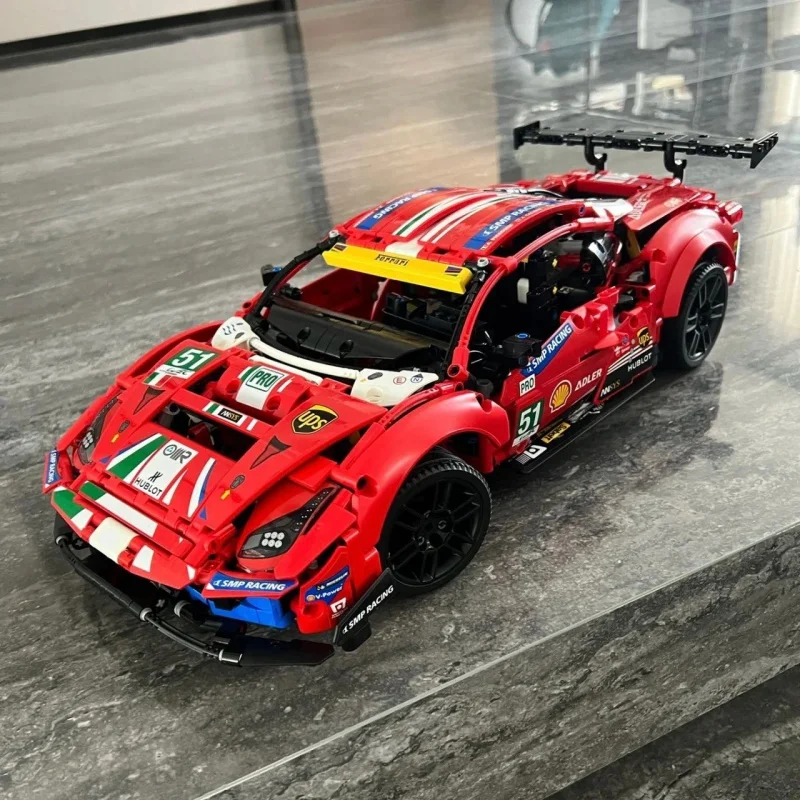 

1677pcs city racing building blocks Ferraried 488 GTE MOC42125 supercar model boy assembly toy Christmas child Gift