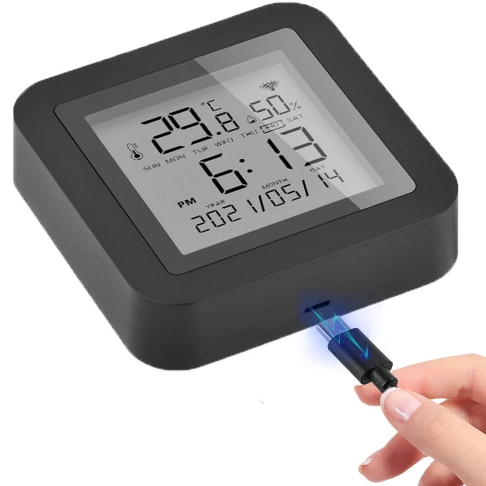 Smart WiFi Indoor Thermometer Hygrometer with Voice Control