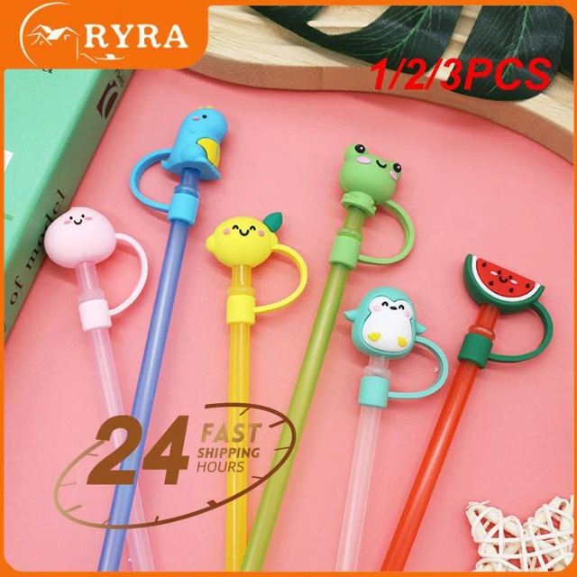 1pc Random Cartoon Silicone Straw Cover, Cute Straw Cap For Children