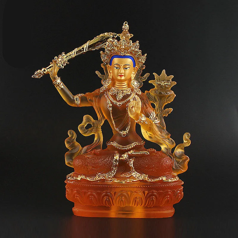 

Super Big Buddha Statue,23cm Quality Resin Gold Plated Auspicious Manjushri Efficacious Talisman Putting Decoration