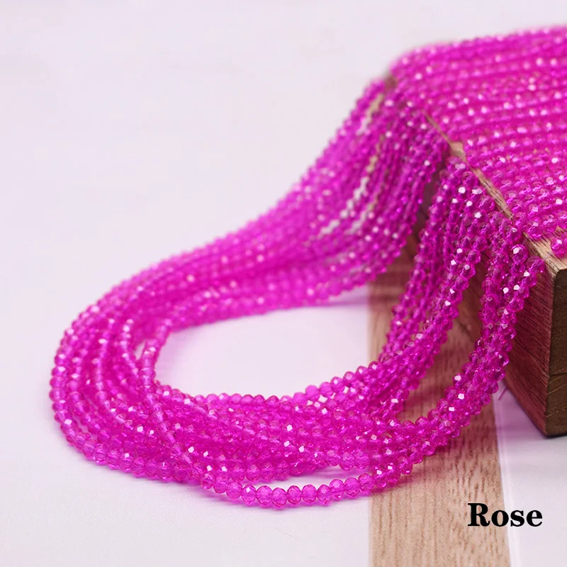 Rose Red Faceted Rondelle Glass Spacer Beads