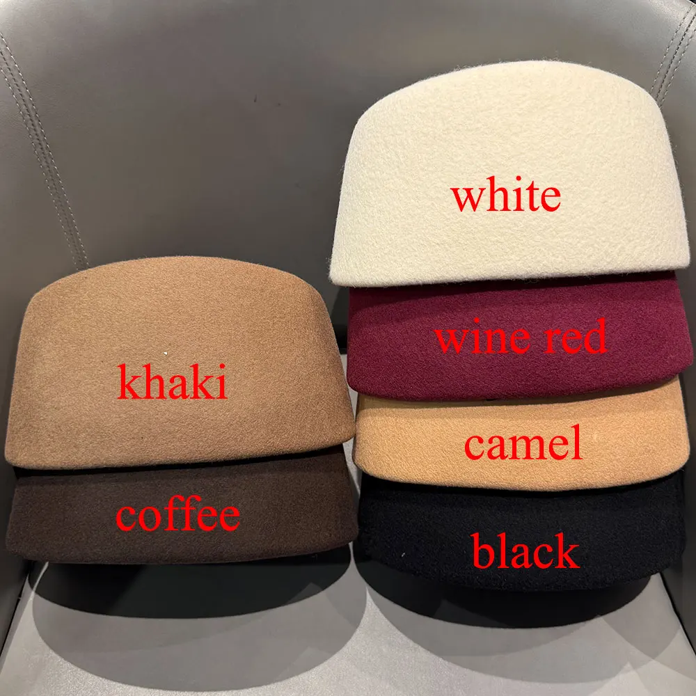 Classic Pillbox Hat 100% Wool Panama Beret Felt Hat Winter Warmer Women Fedora Hat Fascinator Formal Russia Flight Attendant Hat