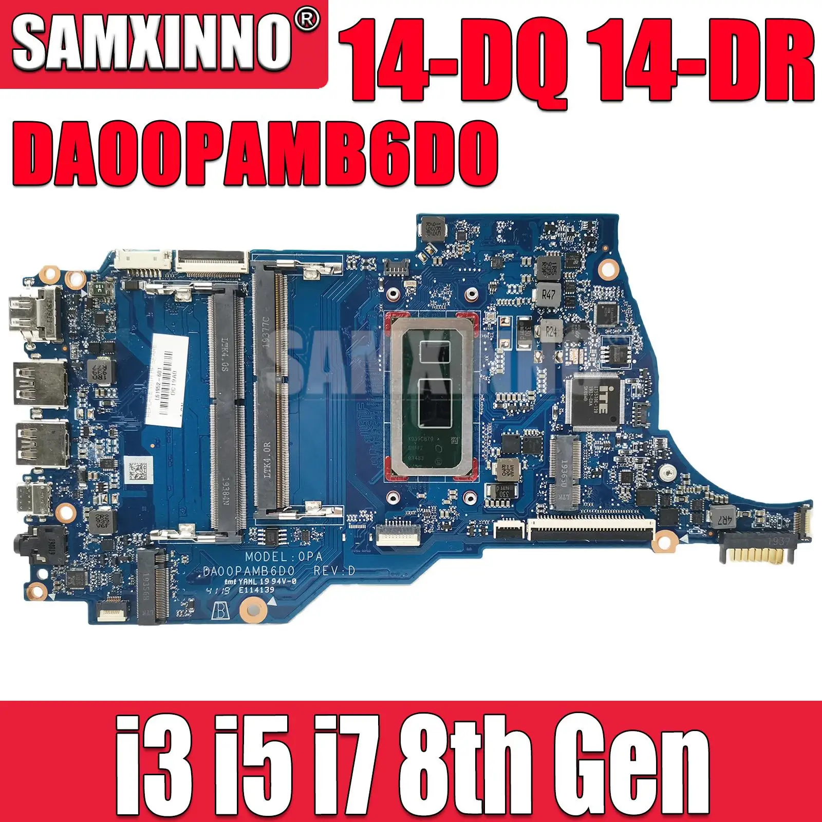 

For HP TPN-Q221 14S-DP 14-DQ 14-DR Laptop Motherboard With Pent4417U 5405U i3 i5 i7 8th Gen CPU DA00PAMB6D0 100% Fully Tested