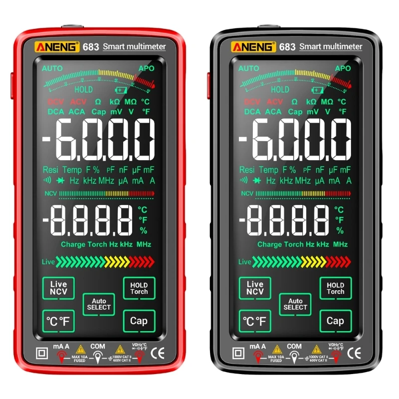 

Digital Multimeter Auto-Ranging Voltmeter Tester Meter Color-Touch-Screen Rechargeable Voltage Meter with NCV- for Drop Shipping