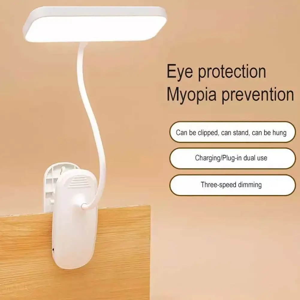 

360° Flexible Table Lamp With Clip Stepless Dimming Led Desk Lamp Rechargeable Bedside Night Light For Study Reading Office S1Y1