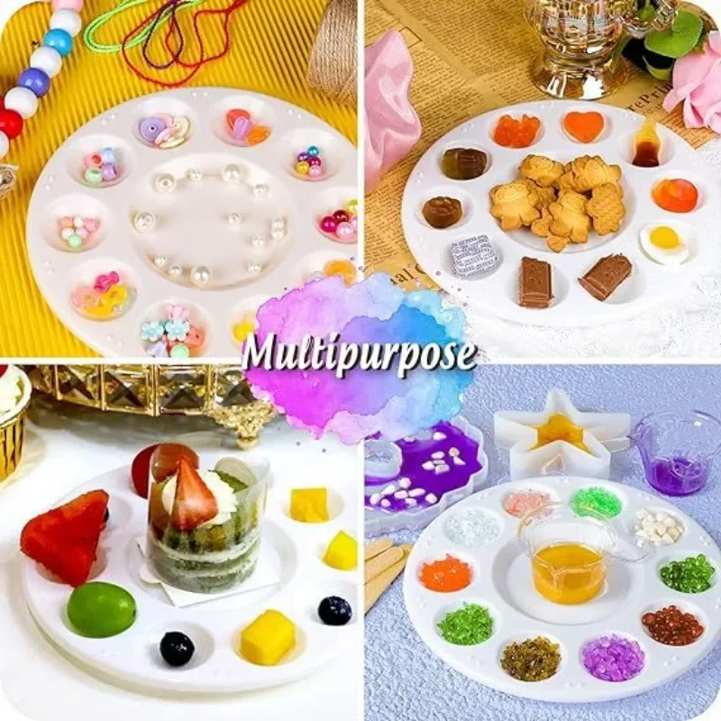 1pc White Round Plastic Paint Tray Easy-Clean Sturdy Palettes for School Projects Art Classes Craft DIY Art Painting Palettes
