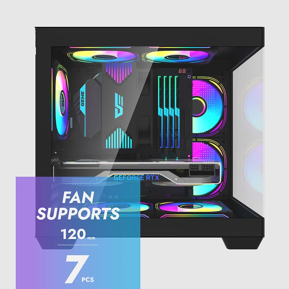 Aigo 275P PC Case Sea View Room Gaming Computer Desktop M-ATX ITX Motherboard Double-Sided Tempered Glass PC Gamer Cabinet