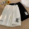 8XL Oversized Loose Shorts Men American Retro Gothic Alphabet Print Japanese Samurai Style Casual Sports Beach Pants Shorts 1