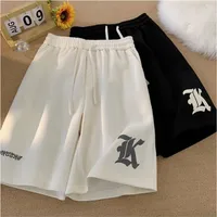 8XL Oversized Loose Shorts Men American Retro Gothic Alphabet Print Japanese Samurai Style Casual Sports Beach Pants Shorts 1
