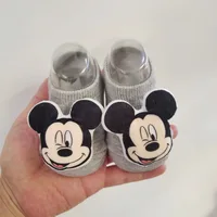 Spring Baby Girls Socks Newborn Mickey and Minnie Baby Socks Infant Baby Boy Socks Anti Slip Soft Cotton Floor Sock Shoes 1
