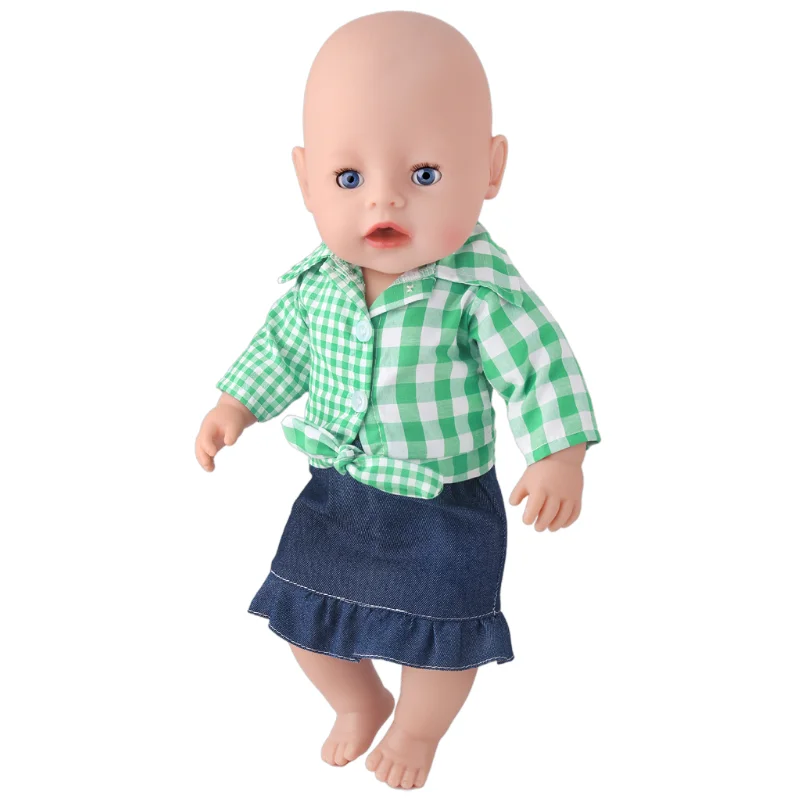 38cm doll clothes for 43cm Bebe doll boy clothes pants blue elephant set for 17" doll fur pajama