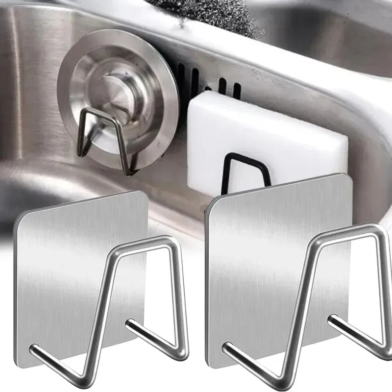 Kitchen Sponges Holder Stainless Steel Sink Shelf Adhesive Holders Drain Drying Rack Wall Hooks Accessories Storage Organizer kitchen storage rack sink sponge holder kitchen organizer sponge rack detergent sponge rack kitchen organizer rack