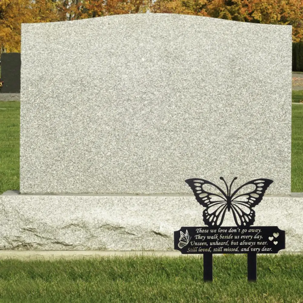 Ground Insert Wear-resistant Anti-rust Not Easily Broken Decorative Metal Butterfly Shape Cemetery Memorial Plaque Yard Supply