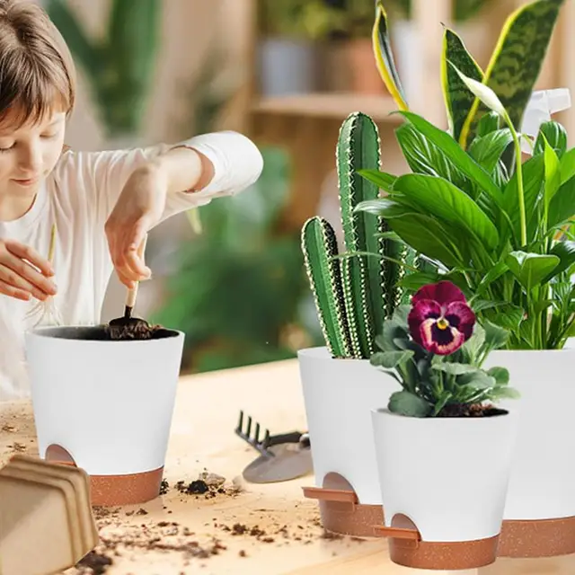 Öntözésű Növényi Edény 5Db Ön Öntözők Edények Beltéri Növényekhez 6 Hüvelykes Kerek Ültetvényes Az Otthoni Iroda Kertjéhez - Image 4